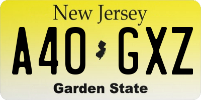 NJ license plate A40GXZ