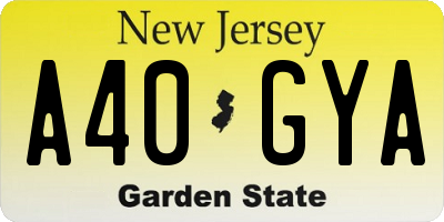 NJ license plate A40GYA