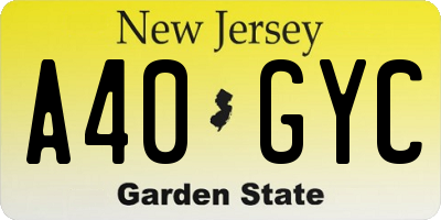 NJ license plate A40GYC
