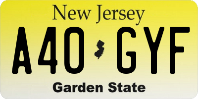 NJ license plate A40GYF