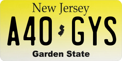 NJ license plate A40GYS