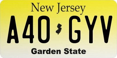 NJ license plate A40GYV