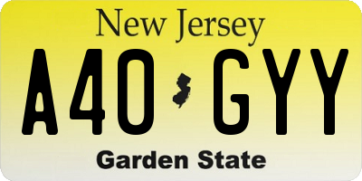 NJ license plate A40GYY