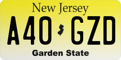 NJ license plate A40GZD