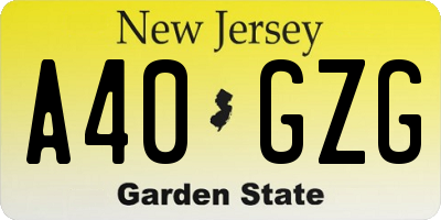NJ license plate A40GZG