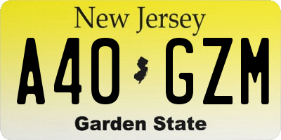 NJ license plate A40GZM