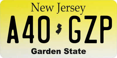 NJ license plate A40GZP
