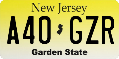 NJ license plate A40GZR