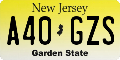 NJ license plate A40GZS