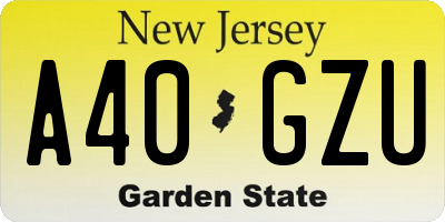 NJ license plate A40GZU