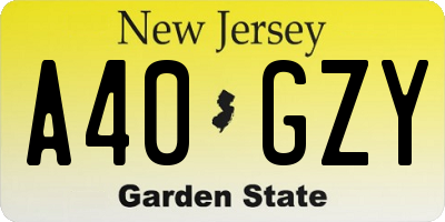 NJ license plate A40GZY