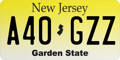 NJ license plate A40GZZ