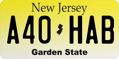NJ license plate A40HAB