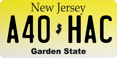 NJ license plate A40HAC