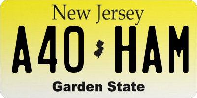NJ license plate A40HAM