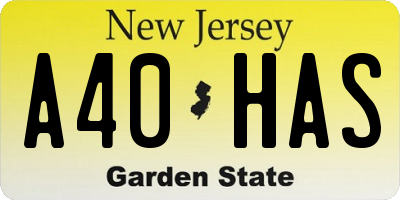 NJ license plate A40HAS