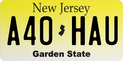 NJ license plate A40HAU