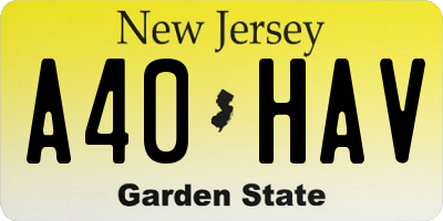 NJ license plate A40HAV