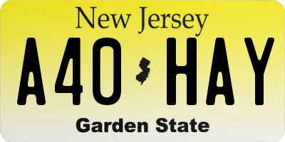 NJ license plate A40HAY