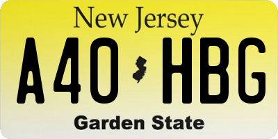 NJ license plate A40HBG