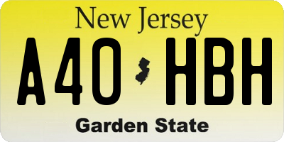 NJ license plate A40HBH