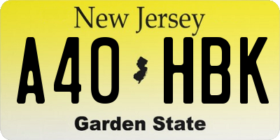 NJ license plate A40HBK