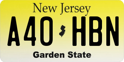 NJ license plate A40HBN