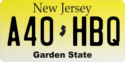 NJ license plate A40HBQ