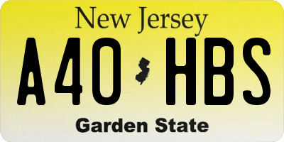 NJ license plate A40HBS