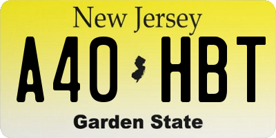 NJ license plate A40HBT