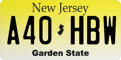 NJ license plate A40HBW