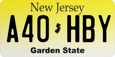 NJ license plate A40HBY