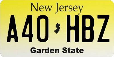 NJ license plate A40HBZ