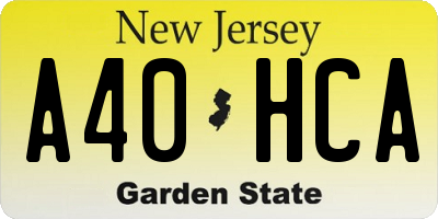 NJ license plate A40HCA