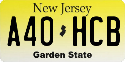 NJ license plate A40HCB