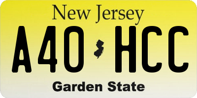 NJ license plate A40HCC