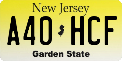NJ license plate A40HCF