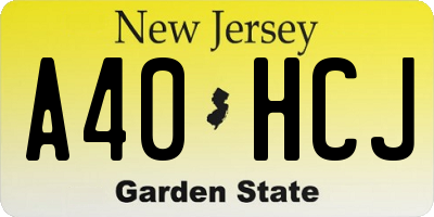 NJ license plate A40HCJ