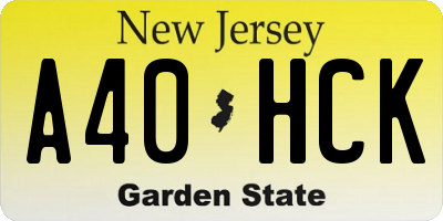 NJ license plate A40HCK