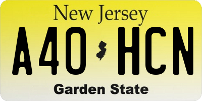 NJ license plate A40HCN
