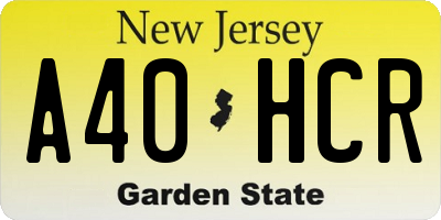 NJ license plate A40HCR