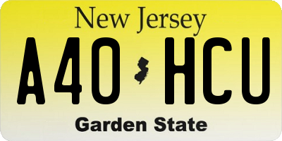 NJ license plate A40HCU
