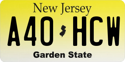 NJ license plate A40HCW
