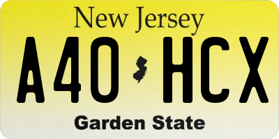 NJ license plate A40HCX