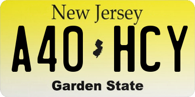 NJ license plate A40HCY