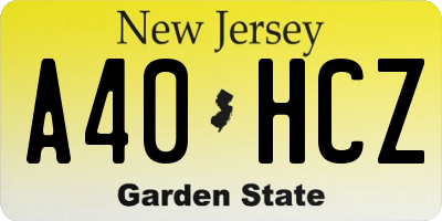 NJ license plate A40HCZ