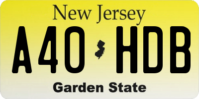 NJ license plate A40HDB