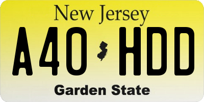 NJ license plate A40HDD
