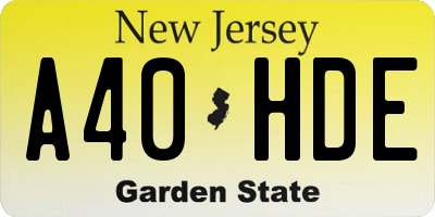 NJ license plate A40HDE