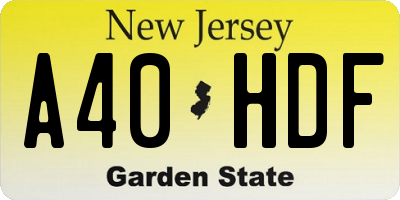 NJ license plate A40HDF